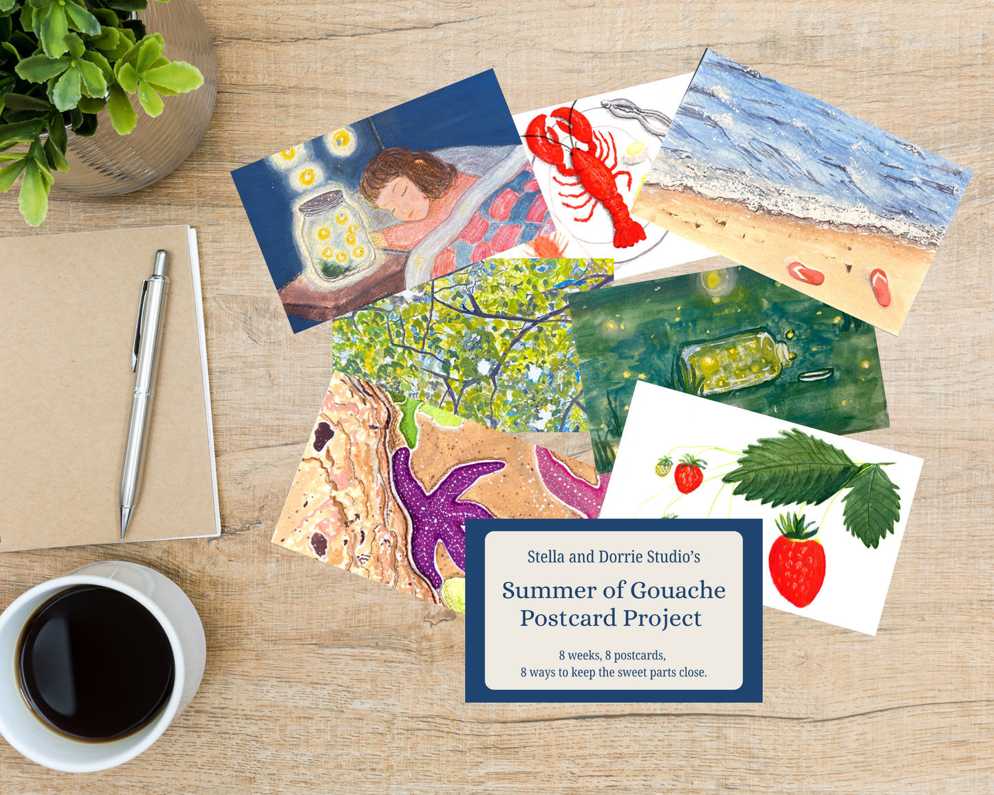 Summer of Gouache Art Cards – Complete 7-Card Set – $30