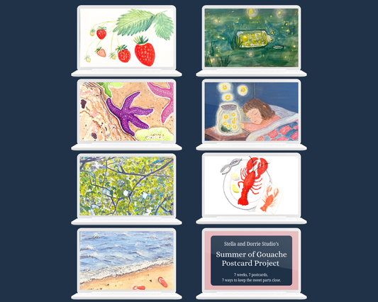 Summer of Gouache Art Cards – Complete 7-Card Set – $30