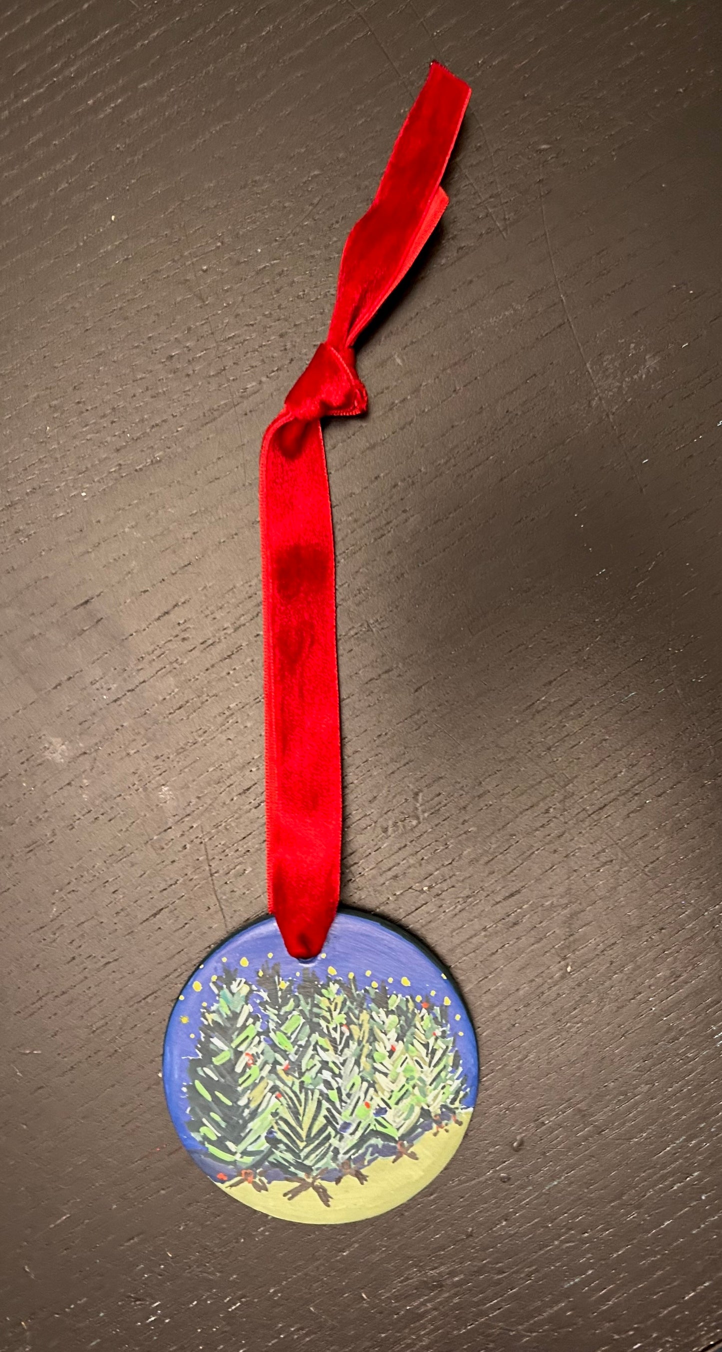 Hand-Painted Ornament – "Christmas Tree Farm Picks" (One of a Kind)